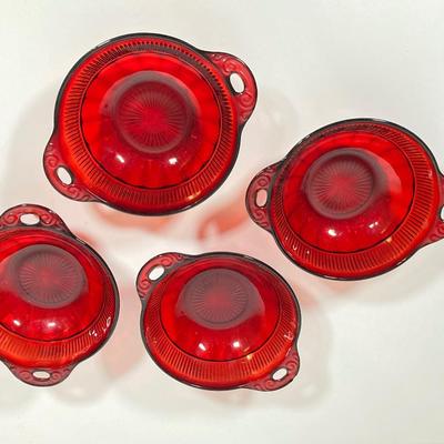 LOT 235: Blue and Red Glass Decorative Collection