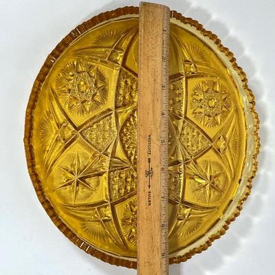 LOT 236: Amber Glass Collection - Candlestick Holders, MCM Ngori Italy Glass Grapes Salt & Pepper Shakers, Round Cut Glass Serving...