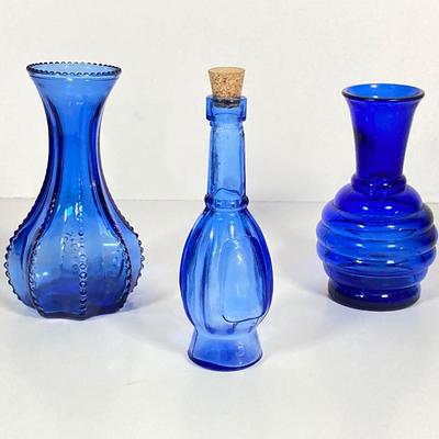 LOT 237: Collection of Amazing Blue Glass Vases