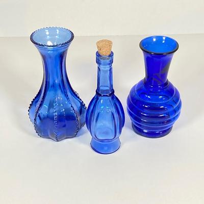 LOT 237: Collection of Amazing Blue Glass Vases