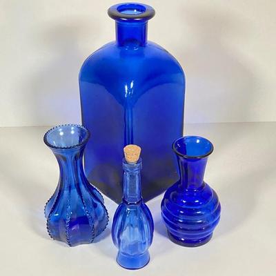LOT 237: Collection of Amazing Blue Glass Vases