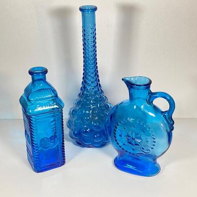 LOT 237: Collection of Amazing Blue Glass Vases