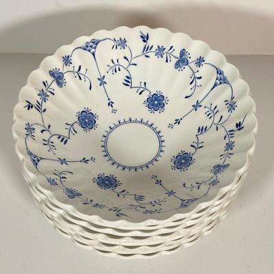 LOT 238: Blue and White Collection - Cross Stitch Wall Hanging, Table Lamp, Classic J&G Meakin England Scandia Plates / Bowls and...