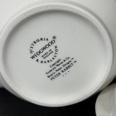 LOT 239: Gorham Emily's Attic Blue Egg Covered Dish, Wedgewood Beatrix Potter Teapot & More