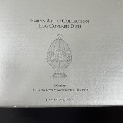 LOT 239: Gorham Emily's Attic Blue Egg Covered Dish, Wedgewood Beatrix Potter Teapot & More