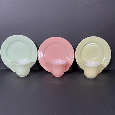 LOT 241: Rostfrei-Solingen-Pott Made in Germany Flatware, Vintage Hazel Atlas Pastel Milk Glass Children's Teacups/Saucers/Plates,...