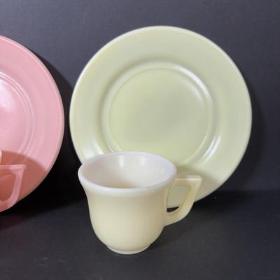 LOT 241: Rostfrei-Solingen-Pott Made in Germany Flatware, Vintage Hazel Atlas Pastel Milk Glass Children's Teacups/Saucers/Plates,...