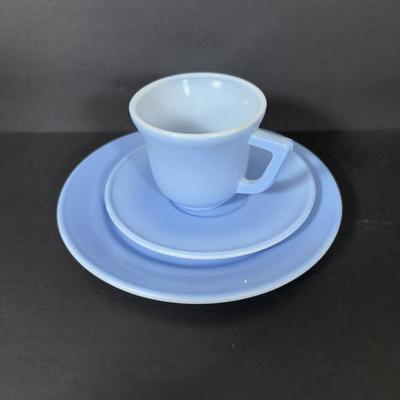 LOT 241: Rostfrei-Solingen-Pott Made in Germany Flatware, Vintage Hazel Atlas Pastel Milk Glass Children's Teacups/Saucers/Plates,...