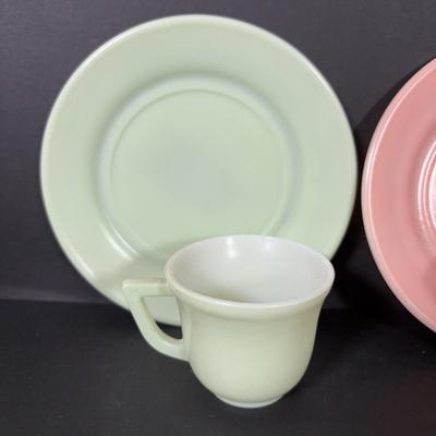 LOT 241: Rostfrei-Solingen-Pott Made in Germany Flatware, Vintage Hazel Atlas Pastel Milk Glass Children's Teacups/Saucers/Plates,...