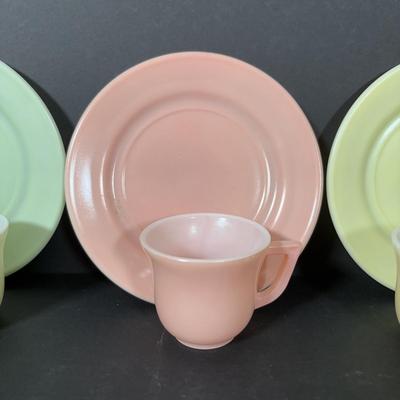 LOT 241: Rostfrei-Solingen-Pott Made in Germany Flatware, Vintage Hazel Atlas Pastel Milk Glass Children's Teacups/Saucers/Plates,...