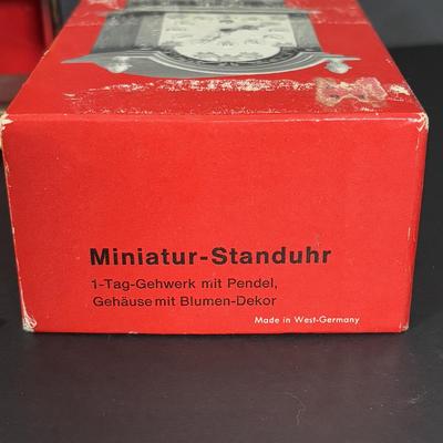 LOT 242: Miniature Made in Germany Clocks & Miniature Made in West Germany Grand Father Clock - Untested