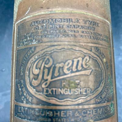 Vintage Brass Pyrene Pump Fire Extinguisher 1 Pint Automobile