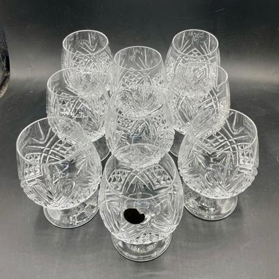 Set of 9 France Crystal d'Arques Brandy Glasses