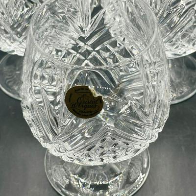 Set of 9 France Crystal d'Arques Brandy Glasses