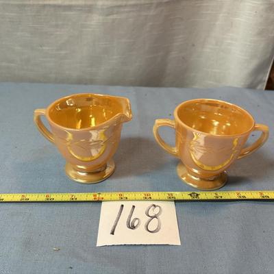 Vintage Peach Lustre Cream and Sugar Set