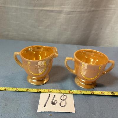 Vintage Peach Lustre Cream and Sugar Set