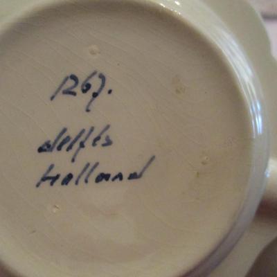 Porcelain Shoe Hand Painted Delft Ashtray & Delft Lattice Windmill Pattern Bowl