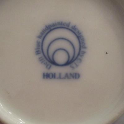 Porcelain Shoe Hand Painted Delft Ashtray & Delft Lattice Windmill Pattern Bowl