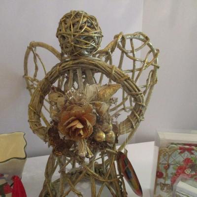 Holiday Decor Grapevine Angel Christmas Cards German Small Taper Candle Holders