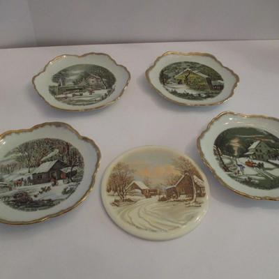 7" Vintage Currier & Ives Plates The Old Homestead