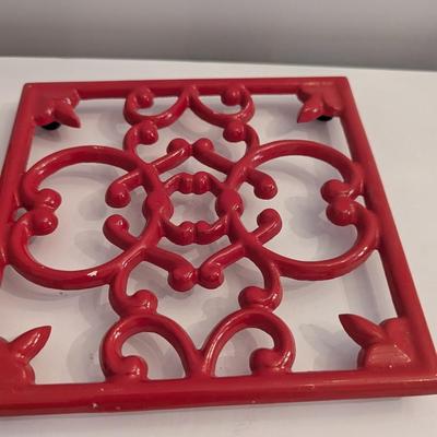 Rooster Cutting Board & Cast Iron Trivets & Gingerbread Man