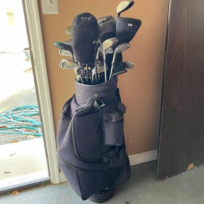 Hunter Golf Bag & Assorted Golf Clubs