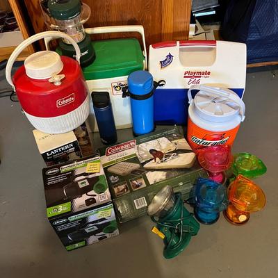 Camping Lot - Coolers, Air Mattress, Lanterns, Folding Chair
