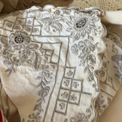 Big Lot Vintage Table Linens - Lace, Embroidered, Tattings