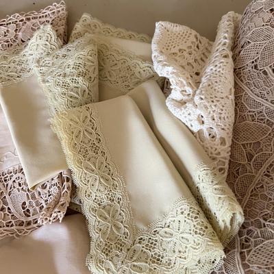 Big Lot Vintage Table Linens - Lace, Embroidered, Tattings