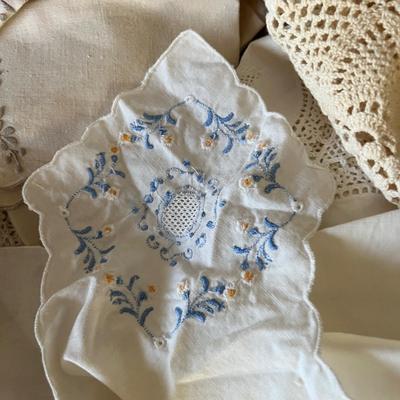 Big Lot Vintage Table Linens - Lace, Embroidered, Tattings