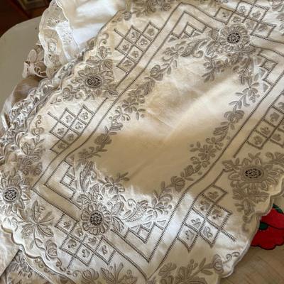 Big Lot Vintage Table Linens - Lace, Embroidered, Tattings