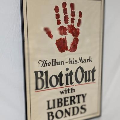 Sale Photo Thumbnail #82: Published by Manz Engraving Chicago, 29" H X 19"W
This vintage original poster was issued in 1917 to help promote the sale of Liberty Bonds during WWI. The simple but highly effective and striking design was created by J. Allen St. John who has been descr