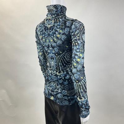273 JEAN PAUL GAULTIER Blue & Multi-patterned Sheer Top