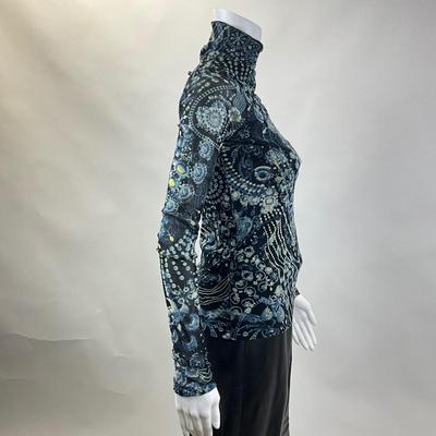 273 JEAN PAUL GAULTIER Blue & Multi-patterned Sheer Top