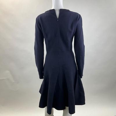274 ALAÏA V-Neck Navy Blue Wool Blend Dress