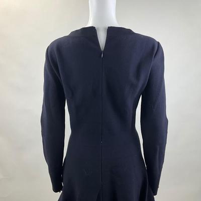 274 ALAÏA V-Neck Navy Blue Wool Blend Dress