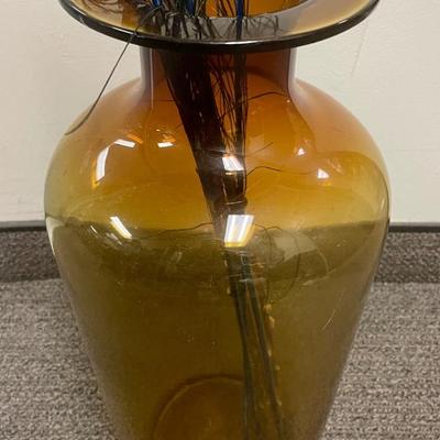 BLENKO Amber Art Glass Handmade Blown Table / Floor Vintage Vase