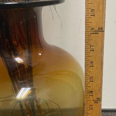 BLENKO Amber Art Glass Handmade Blown Table / Floor Vintage Vase
