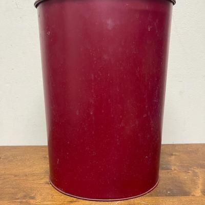 Phyllida Riddell decorated Vintagw Metal Trash Can Vintage Trash Can Still Life potted flowers