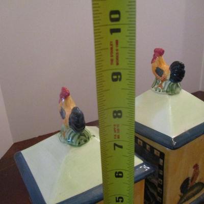 Alco Industries Inc Ceramic Rooster Kitchen Canisters With Lids