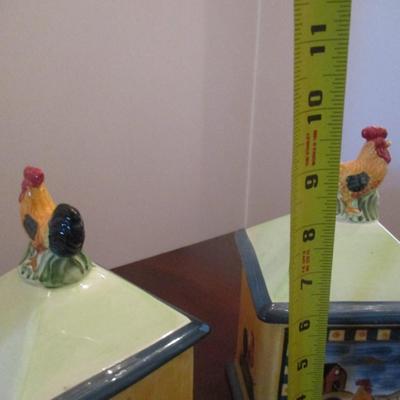 Alco Industries Inc Ceramic Rooster Kitchen Canisters With Lids
