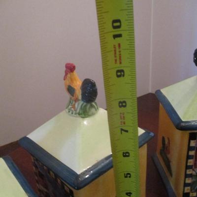 Alco Industries Inc Ceramic Rooster Kitchen Canisters With Lids