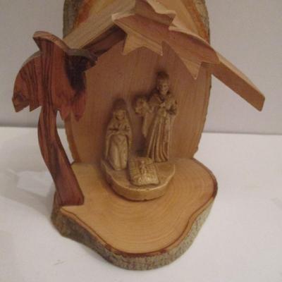 Vintage German Christmas Angels School Wooden Hand Painted & Serrv West Bank Wooden Nativity Scene