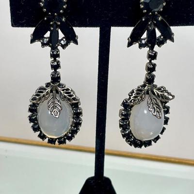 Black rhinestones and Jelly belly vintage earrings