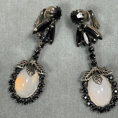 Black rhinestones and Jelly belly vintage earrings