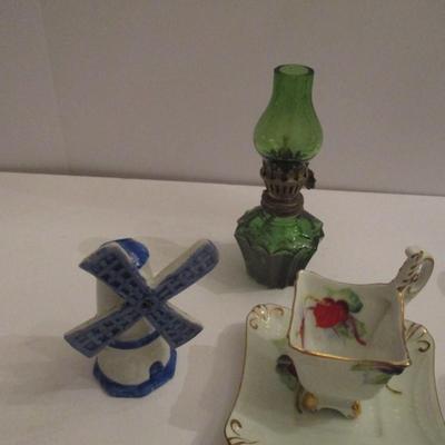 Miniature Delft Boy & Girl Windmill Cups & Saucers