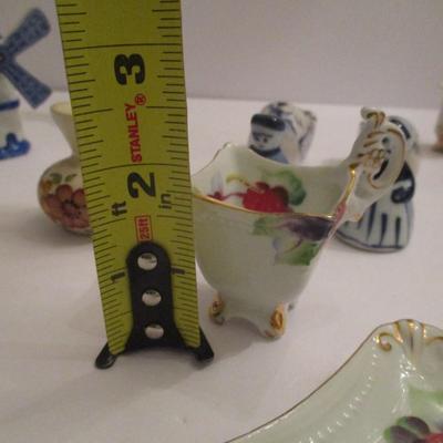 Miniature Delft Boy & Girl Windmill Cups & Saucers
