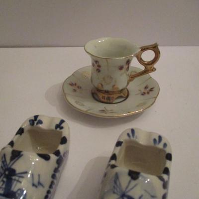 Miniature Delft Boy & Girl Windmill Cups & Saucers