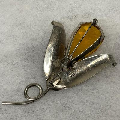 Huge Sterling Silver and glass Brooch