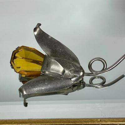 Huge Sterling Silver and glass Brooch